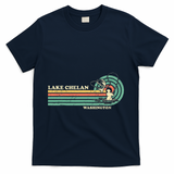 Retro Summer Fishing Washington Chelan Lake T-Shirt - Navy