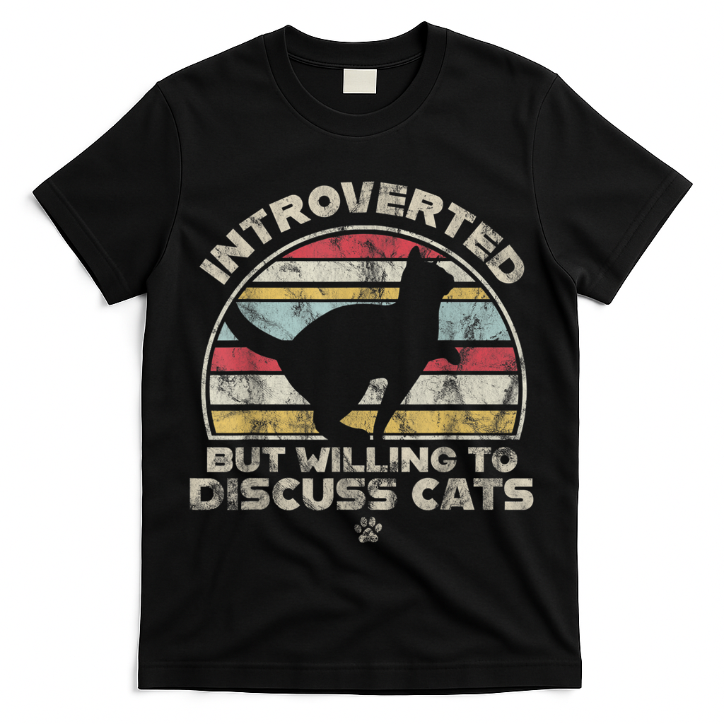Retro Style Introverted But Willing To Discuss Cats Vintage T-Shirt