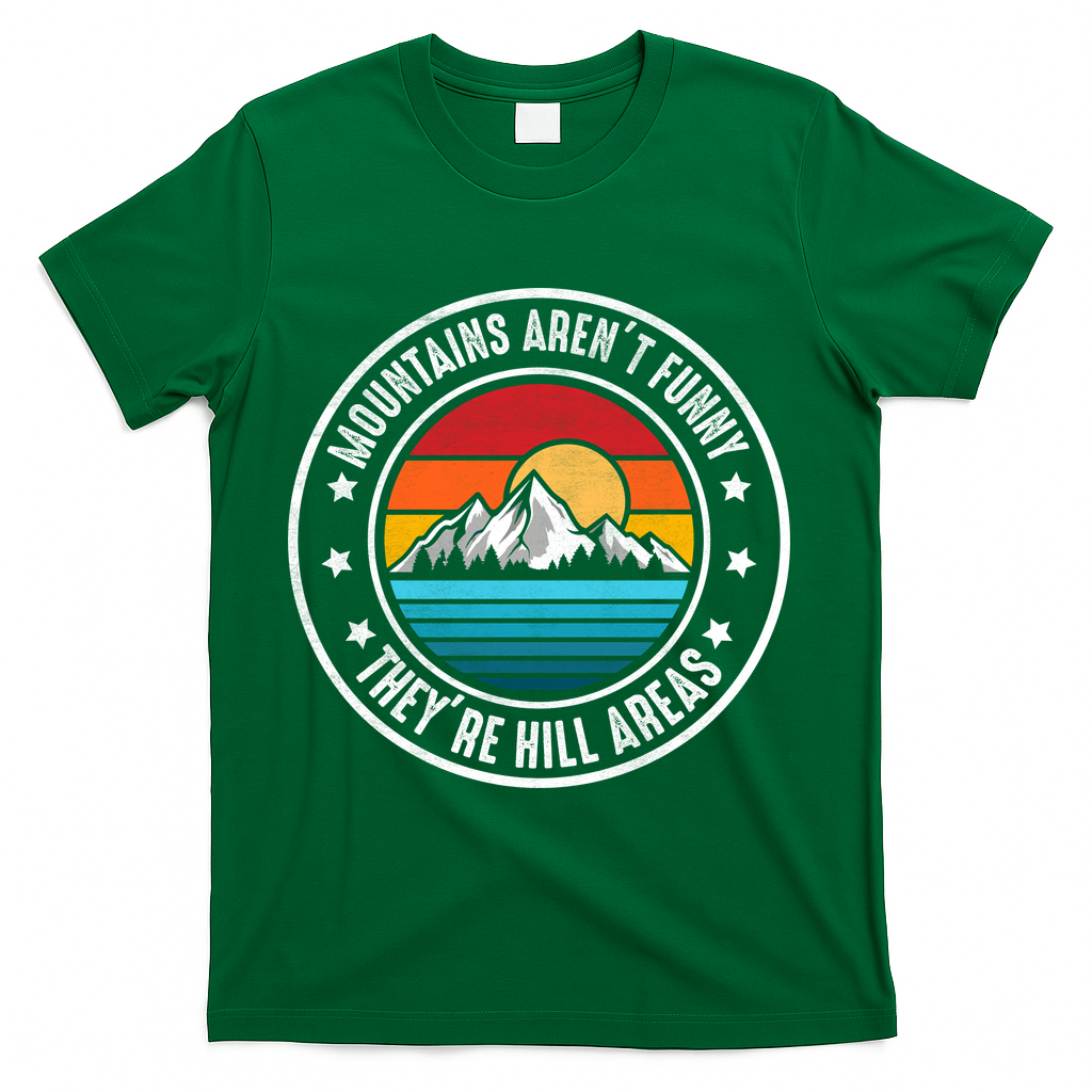 Retro Sunset Mountain Range For Nature Lovers T-Shirt - Green