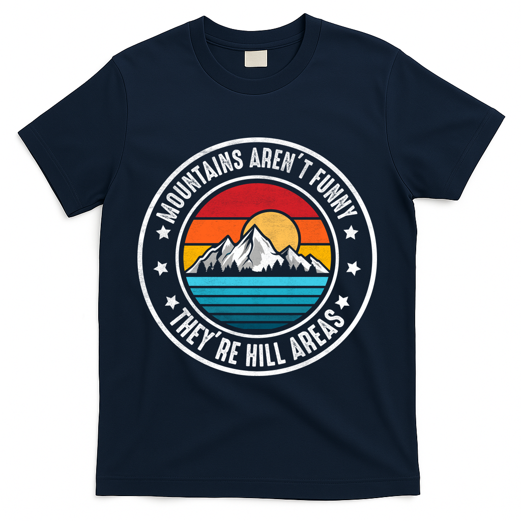 Retro Sunset Mountain Range For Nature Lovers T-Shirt - Navy