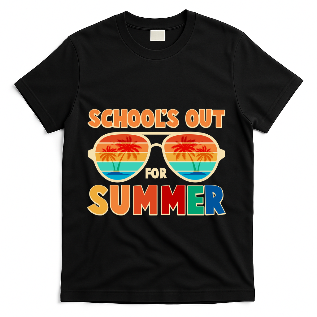 Retro Schools Out For Summer T-Shirt - Black