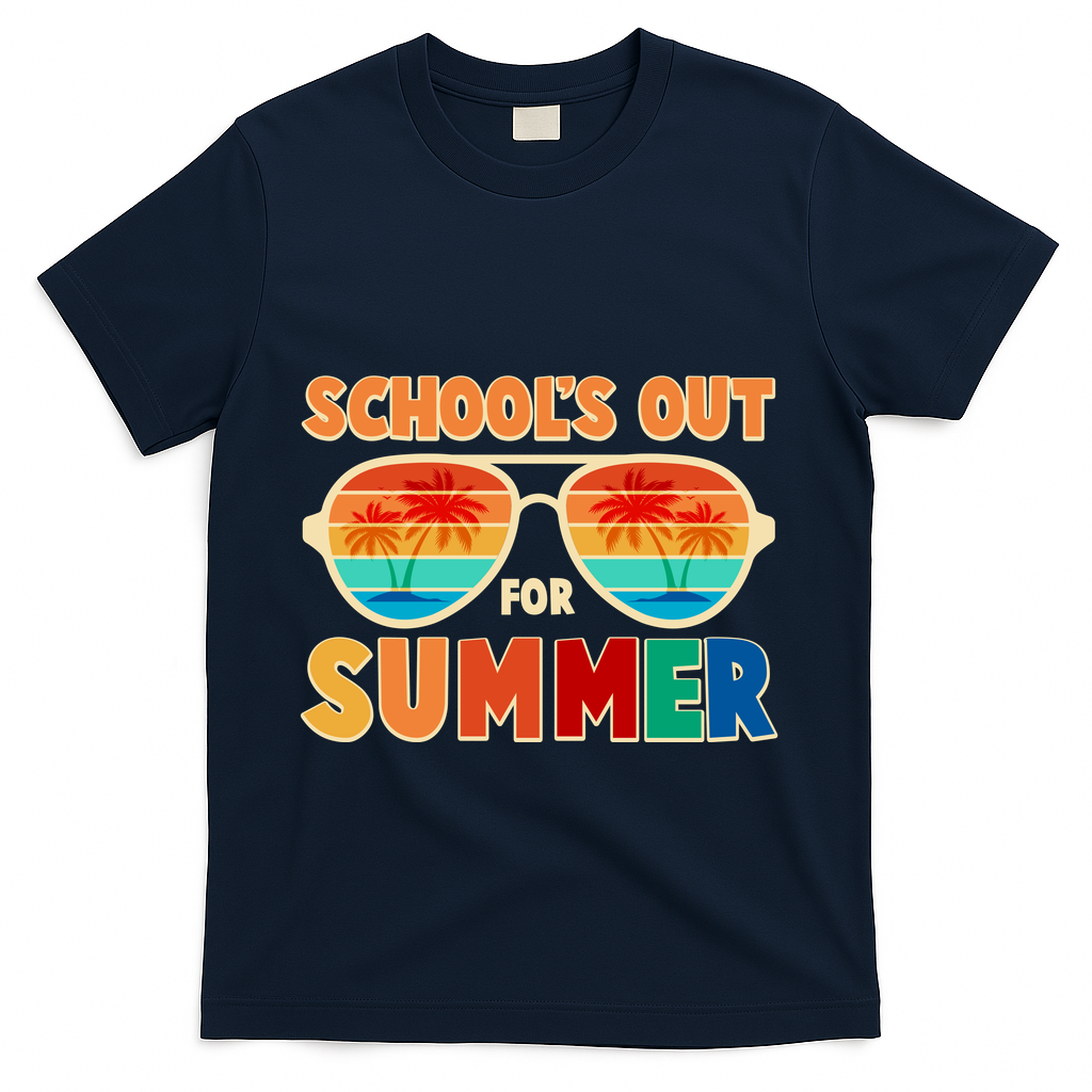 Retro Schools Out For Summer T-Shirt - Navy