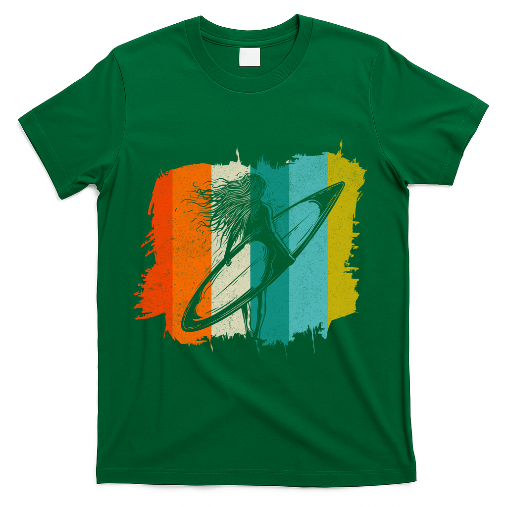 Retro Summer Surfing Gift For Girl T-Shirt - Green
