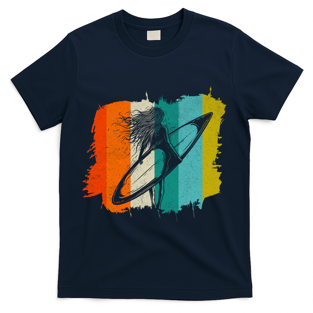 Retro Summer Surfing Gift For Girl T-Shirt - Navy