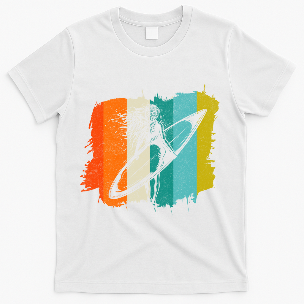 Retro Summer Surfing Gift For Girl T-Shirt - White