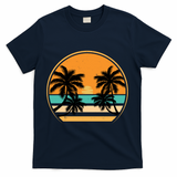 Retro Summer Sunset Vibe Vacation Beach Life T-Shirt - Navy