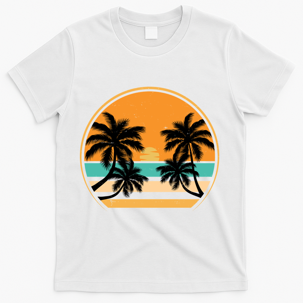 Retro Summer Sunset Vibe Vacation Beach Life T-Shirt - White