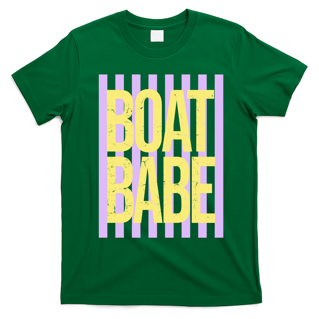 Retro Stripes Sunshine Boat Babe T-Shirt - Irish Green