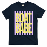 Retro Stripes Sunshine Boat Babe T-Shirt - Navy Blue