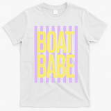 Retro Stripes Sunshine Boat Babe T-Shirt - White