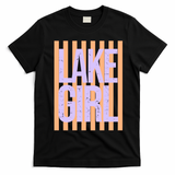 Retro Stripes Sunshine Lake Girl T-Shirt - Black