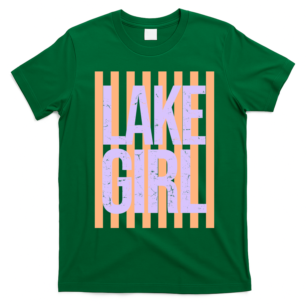 Retro Stripes Sunshine Lake Girl T-Shirt - Irish Green