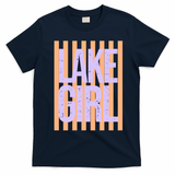 Retro Stripes Sunshine Lake Girl T-Shirt - Navy Blue