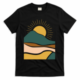 Retro Sunset Summer Graphic Design T-Shirt - Black