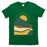Retro Sunset Summer Graphic Design T-Shirt - Green