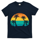 Retro Summer Tropical Beach T-Shirt - Navy