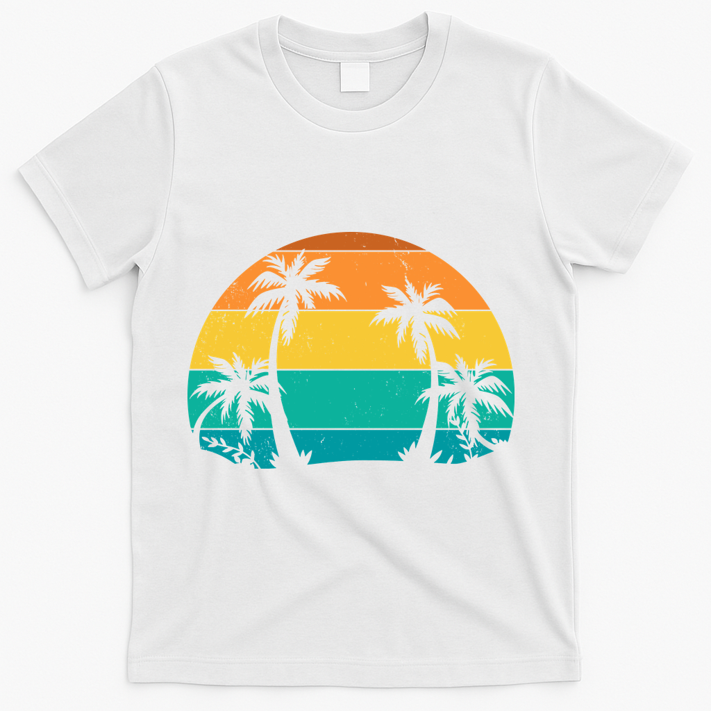 Retro Summer Tropical Beach T-Shirt - White