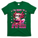 Ready To 1st Grade Axolotl Question First Day Of School T-Shirt - Green