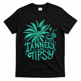 Retro Tanned And Tipsy Beach Summer Vacation T-Shirt - Black