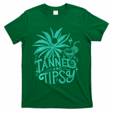 Retro Tanned And Tipsy Beach Summer Vacation T-Shirt - Green