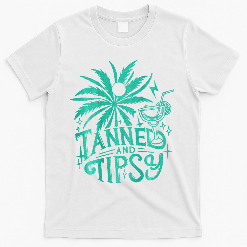 Retro Tanned And Tipsy Beach Summer Vacation T-Shirt - White