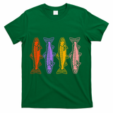 Rainbow Trout Fish Retro 80s T-Shirt - Green