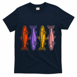 Rainbow Trout Fish Retro 80s T-Shirt - Navy