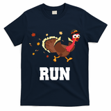 Run Turkey Funny Thanksgiving T-Shirt - Navy