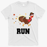 Run Turkey Funny Thanksgiving T-Shirt - White