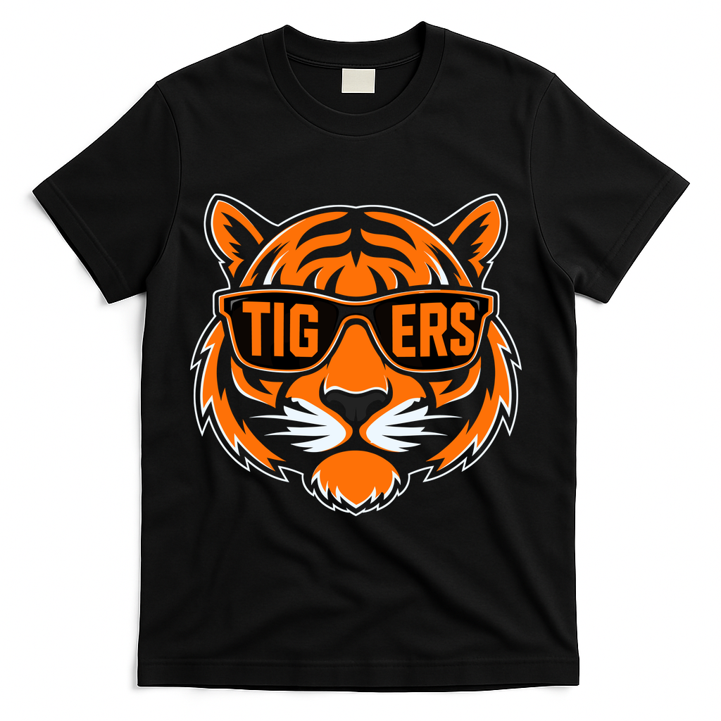 Retro Tigers Gift Sports Fan Name T-Shirt - Black