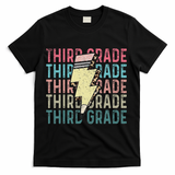 Retro Third Grade Teacher Lightning Bolt Pencil Teacher T-Shirt - Black