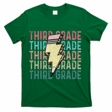 Retro Third Grade Teacher Lightning Bolt Pencil Teacher T-Shirt - Green