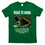 Road To Hana Map Maui Island Surfing Hawaiian Beach Summer T-Shirt - Green