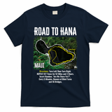 Road To Hana Map Maui Island Surfing Hawaiian Beach Summer T-Shirt - Navy