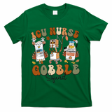 Retro Thanksgiving Icu Nurse Gobble Squad Turkey Autumn Rn Gift T-Shirt - Green