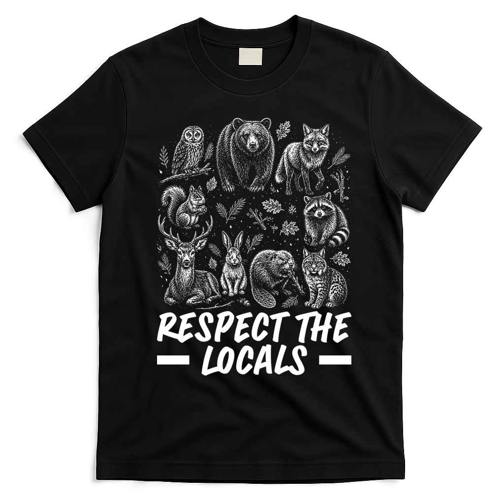 Respect The Locals Wildlife Animal Lover T-Shirt - Black