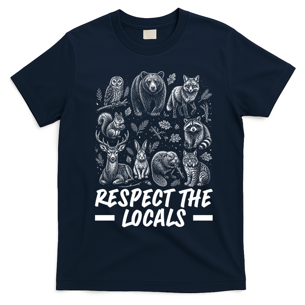 Respect The Locals Wildlife Animal Lover T-Shirt - Navy Blue