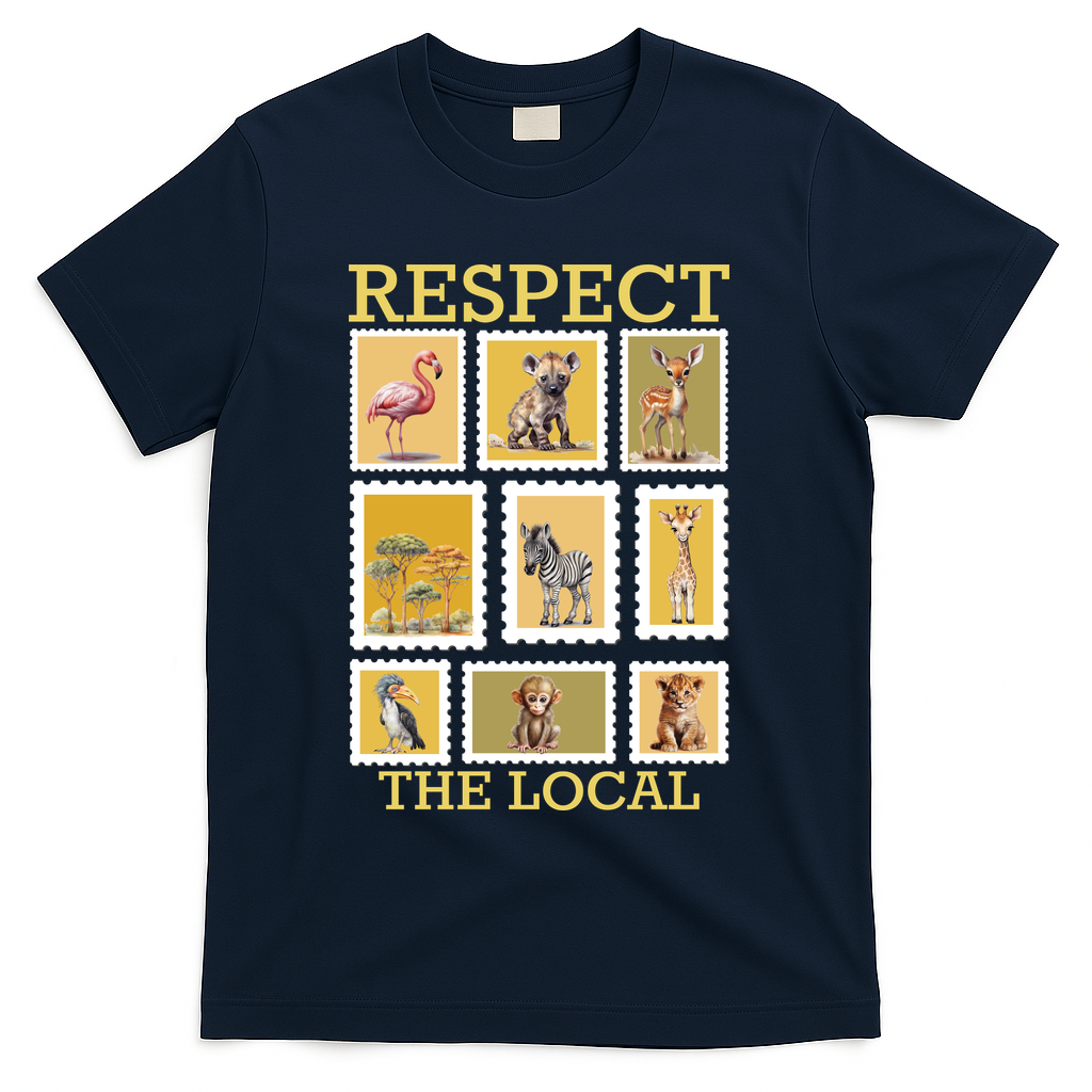 Respect The Local Animals Wildlife Nature T-Shirt - Navy