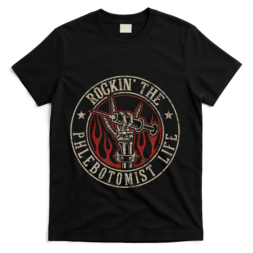 Rockin The Phlebotomist Life Phlebotomy Technician T-Shirt - Black