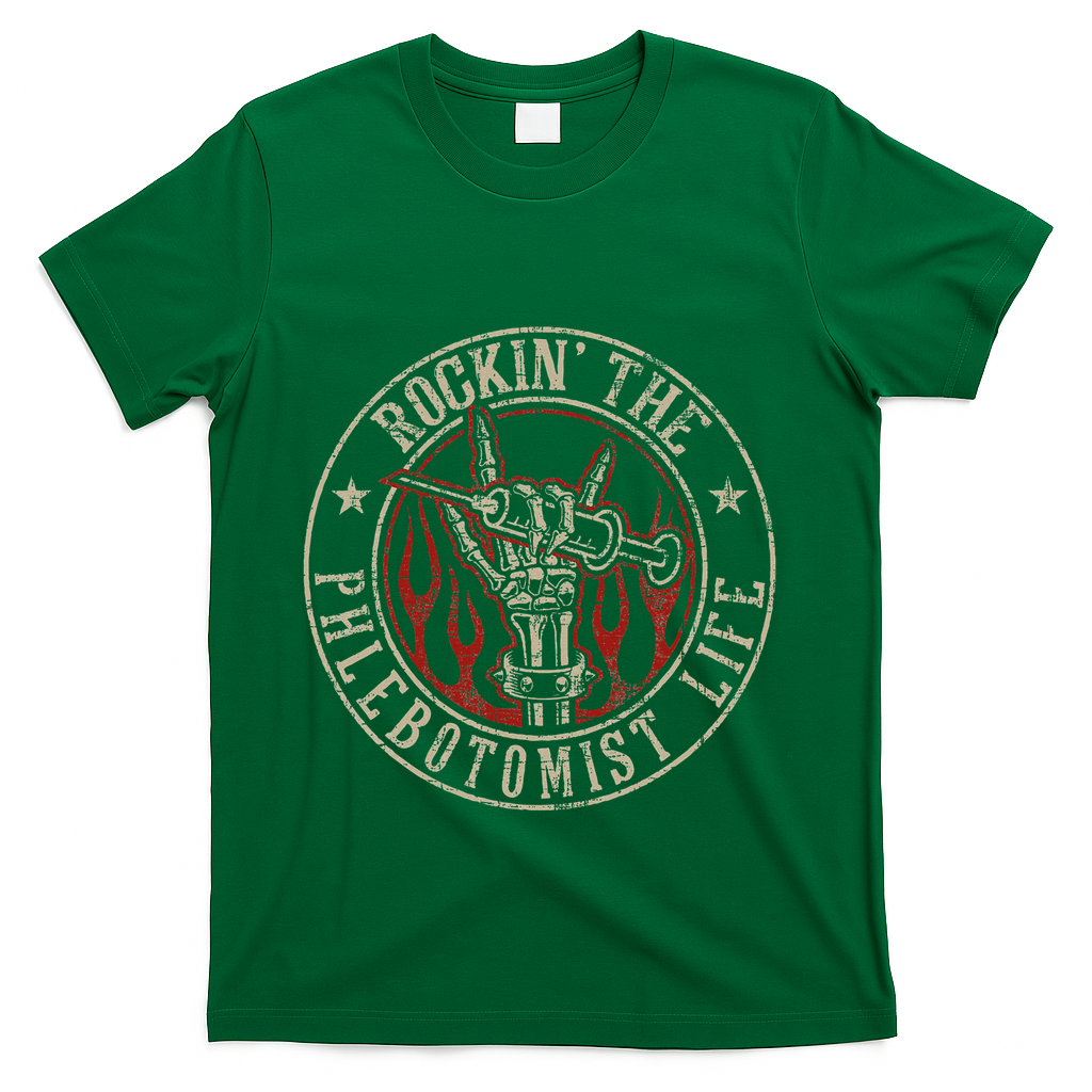 Rockin The Phlebotomist Life Phlebotomy Technician T-Shirt - Green
