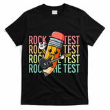 Rock The Test Day Teacher Testing Day Motivational Funny T-Shirt - Black