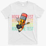 Rock The Test Day Teacher Testing Day Motivational Funny T-Shirt - White