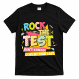 Rock The Test Day Motivational Retro Teachers Testing Day T-Shirt - Black
