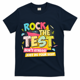 Rock The Test Day Motivational Retro Teachers Testing Day T-Shirt - Navy
