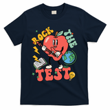 Rock The Test Apple Teacher Appreciation Teacher Graduation T-Shirt - Navy