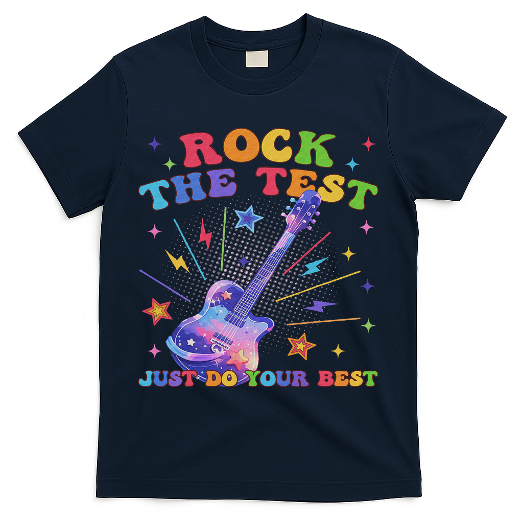 Rock The Test Testing Day Teacher Student Just Do Your Best T-Shirt - Navy