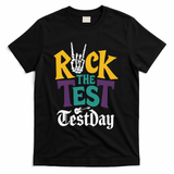 Rock The Test Testing Day Hand Skeleton Teacher Student T-Shirt - Black