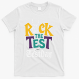 Rock The Test Testing Day Hand Skeleton Teacher Student T-Shirt - White