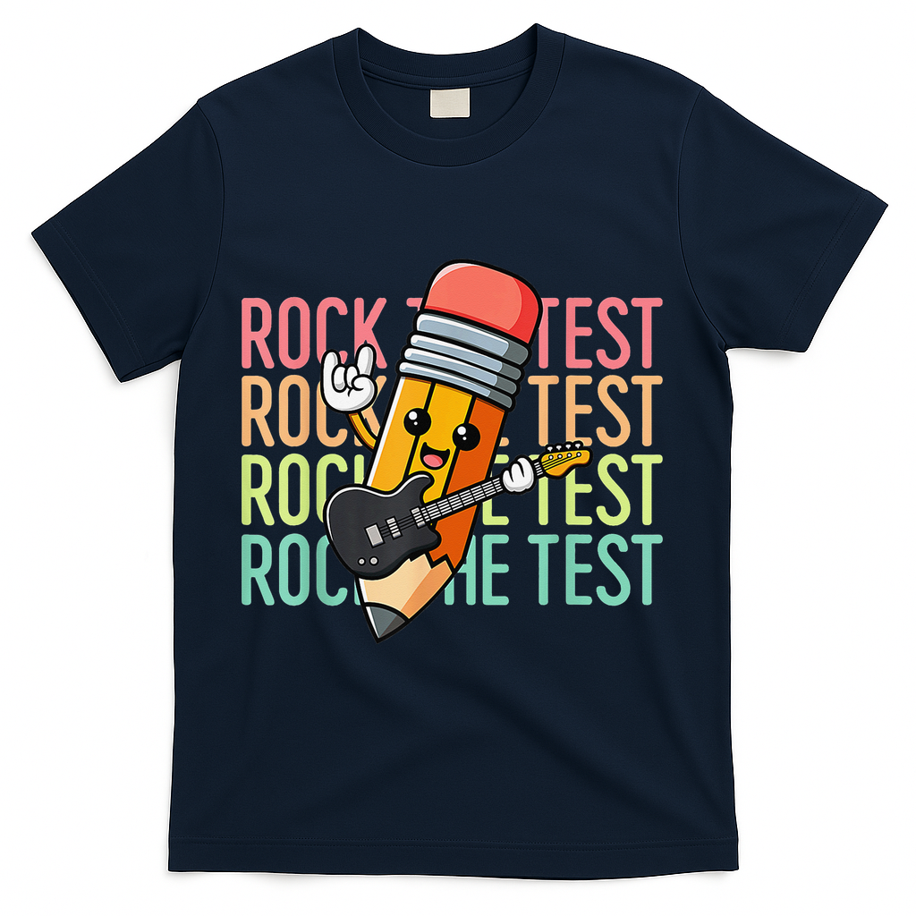 Rock The Test Dont Stress Just Do Your Best Teacher Testing T-Shirt - Navy