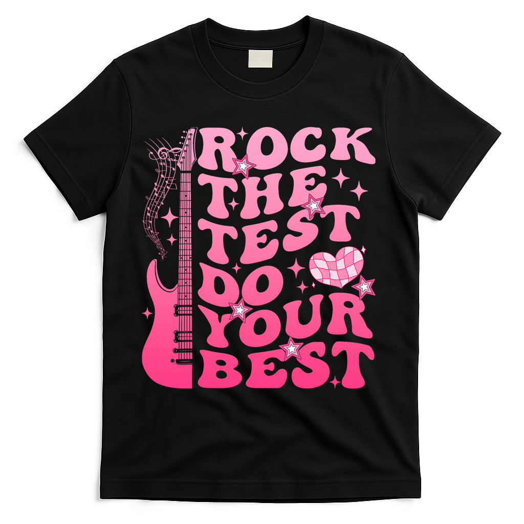 Rock The Test Do Your Best Testing Day For Teacher Student  T-Shirt - Black